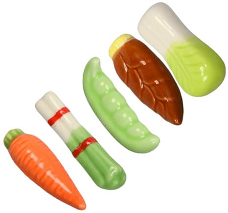 HOMOBABE 5pcs Ceramic Chopstick Holder Set Vegetable Design Random Color Spoon Rack and Fork Stand for Table for Home Dining