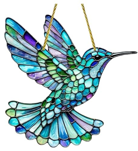Hummingbird Suncatchers Hanging Decorations Cute Bird Window Ornaments Acrylic Sun Catchers Indoor Christmas For Bird Lovers (D, C)