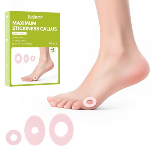 Lot de 45 pansements anti-callosités pour orteils et pieds – Pansements pour callosités et cors – Imperméables et autocollants – Mousse souple pour protection contre les frottements
