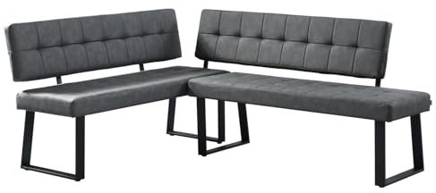B&D home® Eckbank AKA – Esszimmerbank mit Lehne, beidseitig montierbar (Links/rechts), Kaltschaum-Polsterung, platzsparend, für Esszimmer, Küche & Flur, ca. 196 x 140 cm