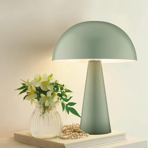 Lightbox Pilz-Tischlampe Ø 25 cm, grün, E14 Lampe | Mushroom-Design-Leuchte fürs Wohnzimmer, Schlafzimmer und Flur, moderne Standleuchte fürs Zuhause