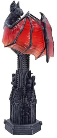 Mounteps Halloween Gothic Bat Wing Lamp - Red Glow Cathedral Base, Vampire Table Light, Spooky Witchy Decor for Horror Room, Bedroom & Living Room