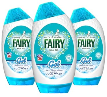 Fairy NON BIO WASHING GEL – 3 x 840ml (26 Washes Each) | Gentle Laundry Detergent for Sensitive Skin | Brilliant Cold Wash Results