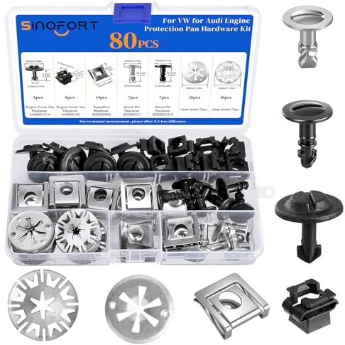 Sinofort 80 Stück Karosserieschrauben Clips Set, Befestigungsclips Auto Set | Blechmutter Schraube Kit mit Metall U Typ Befestigungsclip, Blechmutter Set für Stoßstange Undertray Türverkleidung Fender