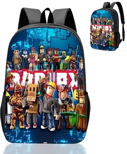 Roblx Backpack School Bag Boys Teen- Anime School Rucksack with Adjustable Shoulder Straps, 3d Printed Book Bags, Children's Schoolbag Waterproof Backpack for 3-12 Years Gamers Gifts Hiking Travel