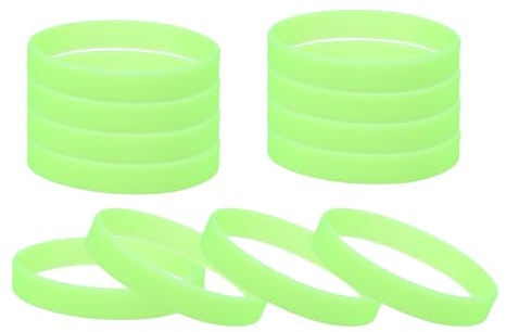 sourcing map 12 Pcs Rubber Bracelets, Unisex Silicone Bracelet Colored Elastic Sports Wristbands for Adults Teen Sports Team Games Parties Fashion Decorations, Luminous Green
