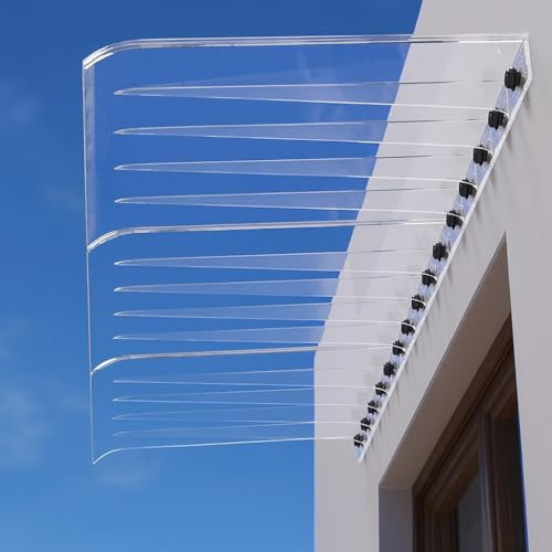 Auvent de Porte Entrée et Fenêtres, Marquise de Porte d’Entrée en Polycarbonate, Modulaire Extensible Anti-Pluie et Soleil pour Terrasse, Balcon ou Porche 40–300 cm(Clair,40x130cm)