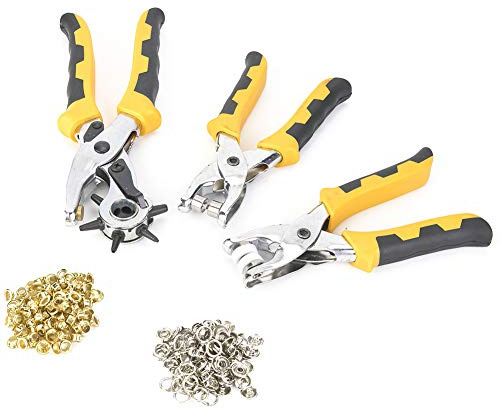 Haofy Perforateur de Trous de Ceinture, Pince Chromée, Ensemble D'outils Artisanaux Permettant D'économiser du Travail pour les Amateurs de Travail du Cuir avec Plusieurs Tailles de Trous