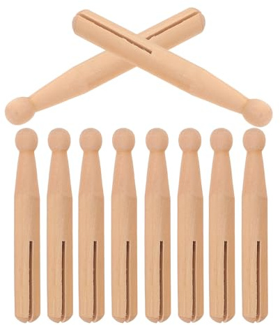 SHINEOFI Lot de 10 Pinces à Linge en Bois Naturel Fendues Artisanales pour Bricolage DIY Décoration Maison Poupée et Projets Créatifs Bâtons en Bois Traditionnels Matériau Sûr