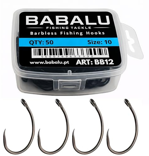 Anzuelos de Pesca BB12 50 Unidades Sin Rebarba de Acero de Alto Carbono (#10)