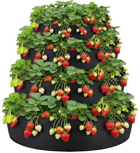 HFYZZ 4 Tiered Fabric Strawberry Planter 36 28 20 12 Inch Strawberry Pyramid Planter for Outdoor Growing Vegetables Herb Plant
