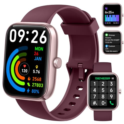 YMZ VRPEFIT Smart Watch for Women Men, Whatsapp Notifications, 1.83 HD Touchscreen with Bluetooth Calling, Heart Rate, Blood Oxygen, Sleep Monitor, 100+ Sports Modes, IP68 Waterproof for Android iOS