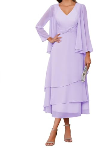 3/4 Sleeves Formal Evening Ball Gowns with Straps Christmas Party Dress Solid Costume Party Dresses Lilac UK16