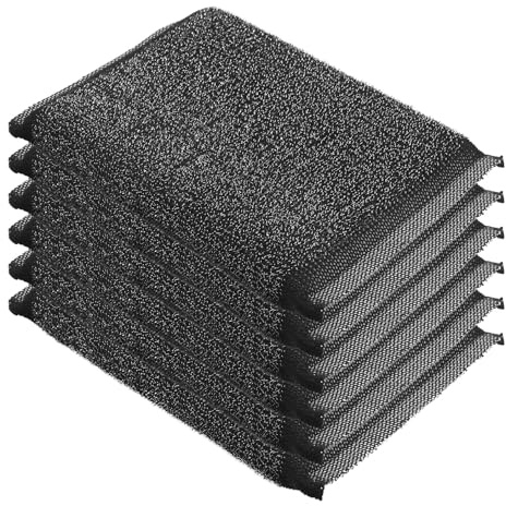 Cabilock 6 Spugne Nere in Acciaio Inox per Pulizia Cucina, Spugne Abrasive Riutilizzabili per Piatti, Pentole e Padelle Risciacquo Rapido, Detergenti Abrasivi Ergonomici per Uso Domestico
