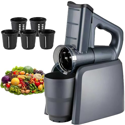 Cortador de Verduras 5-in-1 Rallador de Queso Eléctrico con 5 Tambores Intercambiables y Pantalla Digital Inteligente Batería de 2600mAh Picadora de Alimentos con Carga USB para Frutas Verduras Hogar
