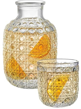 Juego de jarra de noche y vaso | Jarra transparente para beber | Jarra de agua para mesita de noche, para dormitorio, baño, cocina, mesa de comedor, bebidas en el hogar