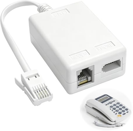 MeFay ADSL Filter Microfilter for Broadband and Phone, BT Plug to RJ11 Adapter Splitter Cable for Landline Modem Router WiFi Fax Machine Alarm System, High Performance Circuit Protection