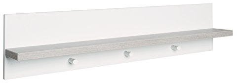 roba universal Wandgarderobe, mit Garderobenhaken und Ablage, weiß/natur
