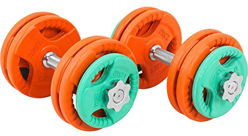 GORILLA SPORTS® Kurzhantelset 30kg - 2er Set, Gewichte 4 x 1,25kg / 8 x 2,5kg, 30mm, Gusseisen, Gummi Gripper, Sternverschluss/Federverschluss, Griff gerändelt - Hantelset, Kurzhanteln, Krafttraining