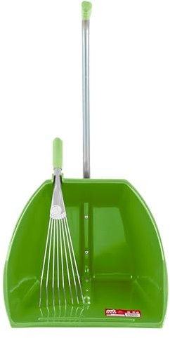 Red Gorilla Pistachio 80cm Big TIDEE with Short Metal Rake Horse Manure Shovel Scoop Multi Purpose Large Lightweight Dustpan for Paddock Stable Horsebox Equestrian or Garden Waste Leaf Rake