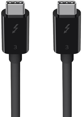Belkin Thunderbolt 3 USB-C to USB-C Cable, Thunderbolt Certified, 40 Gbps, 5 K, 100 W, Type C 3.1, 0.8 m, Black