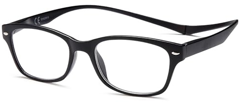 NEW VISION Magnetische Lesebrille NV3282, Klassischer Stil, Lesebrille für Damen und Herren mit Magnetverschluss hinten (Schwarz, 1.5, Diottria)