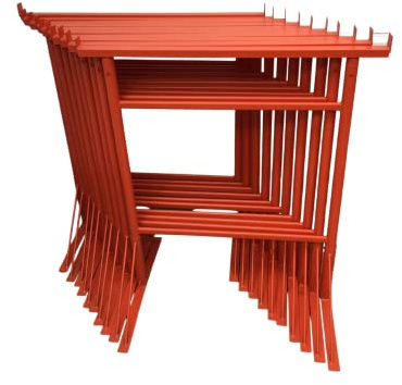 HILL TOP FABRICATIONS LTD - 10 x Builders Trestles Size NO.3, Adjust from 1.0m - 1.8m (Trestle Band Stands) SWL 400kg Made in The UK - Powder Coated Orange for Hard-Wearing Finish. Ideal for Builders.