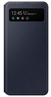 Samsung S View Smartphone Cover EF-EA415 für Galaxy A41, Handy-Hülle, stoßfest, Schutz Case, integriertes Sichtfenster schwarz