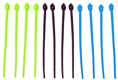 HAC24 12 Stück Silikonbänder Rouladenbinder Kabelbinder Silikon 17cm Wiederverwendbare Silikonbinder Beutelverschluss