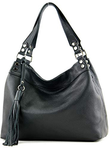 modamoda de T201 Damen Leder Schultertasche Handtasche, handmade in Italy