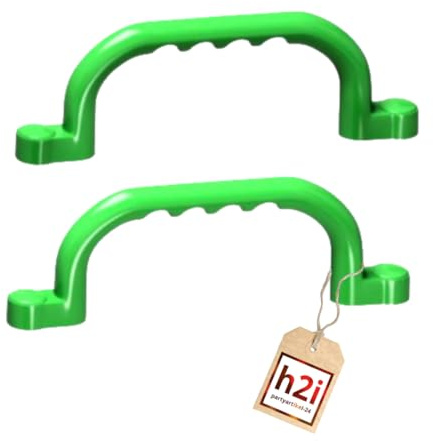 h2i Haltegriffe für Spielturm & Klettergerüst – 2 Kinder Handgriffe aus stabilem HDPE Kunststoff, wetterfest, inkl. Schrauben, für Stelzenhaus & Hochbett - hellgrün