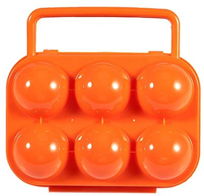 RoseFlower® tragbarer Eierträger mit 6 Fächern, stoßfest, zusammenklappbar, Kunststoff, für Outdoor, Camping, Wandern, Picknick, Grillen, Tourismus, 1 Stück, Orange