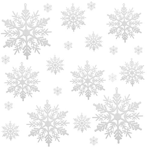 Naler 51-teilig Schneeflocken Weiß Weihnachten Deko Weihnachtsbaumschmuck für Weihnachtsbaum (6 Verschiedene Größe)