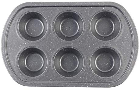 PROGRESS BW08284EU Metallic 6 tassen Muffin-Backform, Muffinform, Muffin Pfanne, karbonstahl Muffinblech Backen Backblech, Antihaftbeschichtung Muffinformen Blech, Cupcake Formen, Mini Muffins