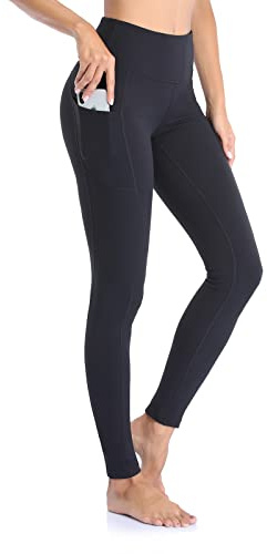 GIMDUMASA Sport Leggings Damen Schwarz Gym Leggins High Waist Sporthose Lang Yogahose Workout Fitness Laufhose Wanderleggins Hohe Blickdichte Taille mit Taschen