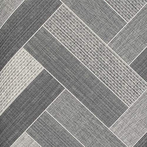 Retro Tile Style Vinyl Flooring 4.3mm Thick Comfortable Felt Back R10 Lino Kitchen Bathroom (Mixed Grey Herringbone Parquet Tiles, 2m x 2m / 6ft 6 x 6ft 6)
