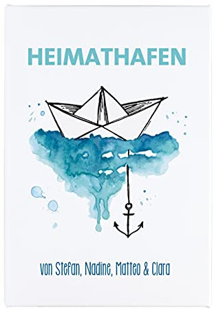 Herz & Heim® Leinwand mit Papierboot und Anker Wunschtext