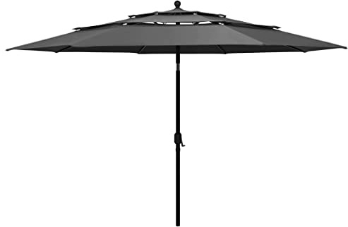 vidaXL Sonnenschirm mit Aluminium-Mast 3-lagig Ampelschirm Gartenschirm Marktschirm Strandschirm Kurbelschirm Schirm Terrasse Garten Anthrazit 2,5m