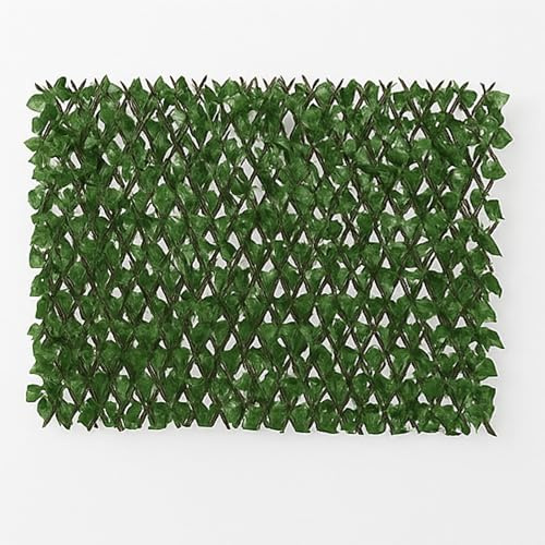 HMWD Artificial Maple Leaf Ivy Screening on Willow Trellis Fence Privacy Screening Hedge Expanding Garden Cover Wooden, Decorative Fences for Garden Balcony Outdoor, Green - 2 x 1m