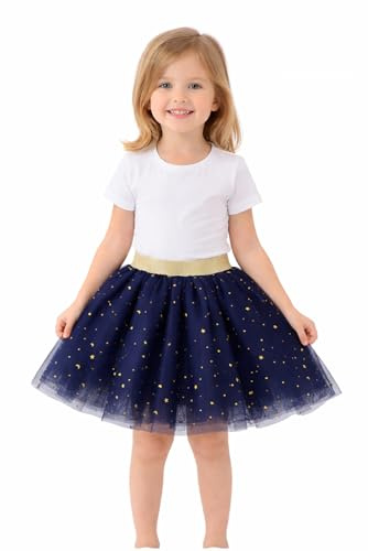 es-uk Jupe en tulle pailleté avec étoiles dorées – Tutu de ballet doux à taille élastique pour tout-petits et enfants de 2 à 10 ans – Vacances, anniversaires et déguisements – Jupe de danse, bleu