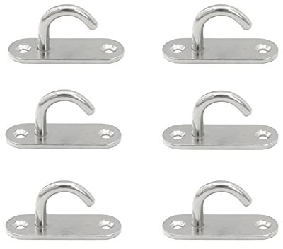 6 ganchos de techo de acero inoxidable M8, ganchos abiertos ovalados con almohadilla para placa de ojo, gancho de montaje en pared resistente para colgar lámpara cesta de plantas, ventilador de techo