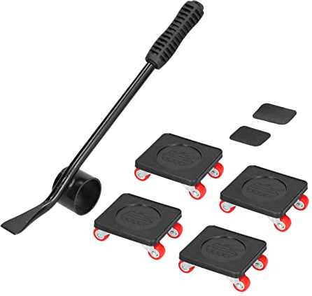 Kit de Déménageur et Levage, Patins à Roulettes pour Meubles avec Roue Rotative à 360 Degrés, Déplace Meuble Lourd sans Effort, Charge de 800kg, Outil de Déplacement