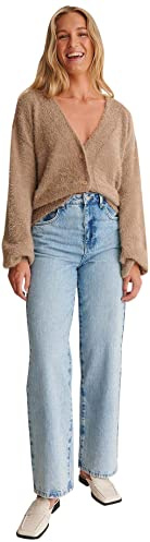 NA-KD Cárdigan de Punto de Gran tamaño para Mujer, Oscuro Beige, M