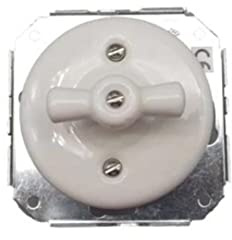 F LINE Einbaubarer Kreuzschalter aus Porzellan, Weiß, 3-Wege, EIN-AUS-EIN, Rotary