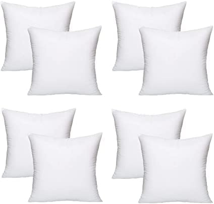 SK MERCHANDISE Pack of 8 (45 x 45 cm) Hollowfibre 18 Inch Square Cushion Pads Insert Inner Fillers Anti-Allergy