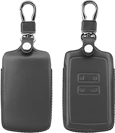 kwmobile Autoschlüssel Hülle kompatibel mit Renault 4-Tasten Smartkey Autoschlüssel (nur Keyless Go) - Leder Schutzhülle Schlüsselhülle Dunkelgrau