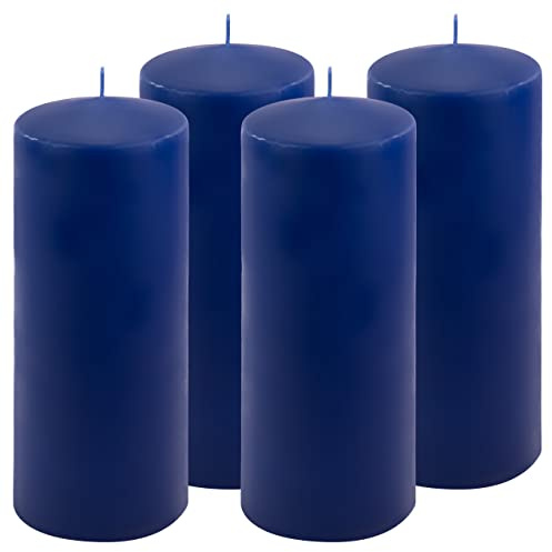 Stumpenkerze Höhe 25 cm Ø 10 cm lange Brenndauer Rund-Kerze Säulenkerzen Kerzen-Deko Tafelkerzen Weihnachts-Kerzen Hochzeit Xmas (blau, 4)