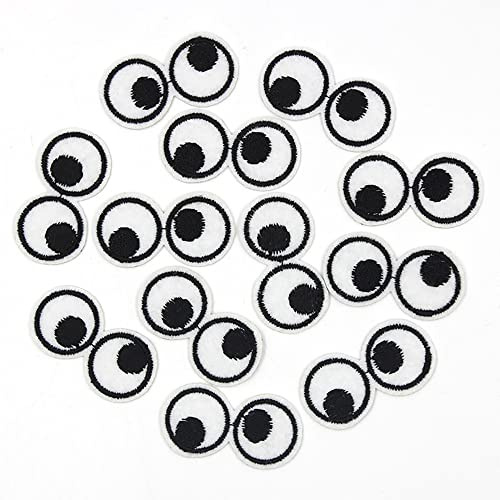 Wambere 50 Stück Flicken zum Aufbügeln Kinder,Schwarz-weißer Cartoon-Augen-Stoffaufkleber,bestickte Aufnäher,Applikation Aufbügeln,Kleidung,Hosen,Hüte,Jeans,Blumen-Applikation,Bastelzubehör,