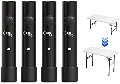 DAZZLEEX Beinverlängerung für klappbare Tischbeine, höhenverstellbar für Gebogene/gerade Beine, verstellbare Klapptische, 20 cm, 4 Stück