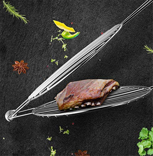 RWRAPS BBQ-Werkzeuge, Barbecue-Grillkorb, gegrillter Fisch-Clip, Edelstahl, gegrilltes Fleisch, gebratener Fisch, Netz-Grill, rund, für Familie und Gewerbe, großer Grill